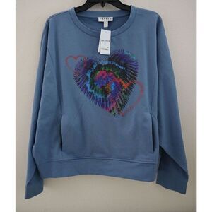 Frayed Jeans Women's Sz XL Coronet Blue Tie Dye Graphic Pullover Sweatshirt